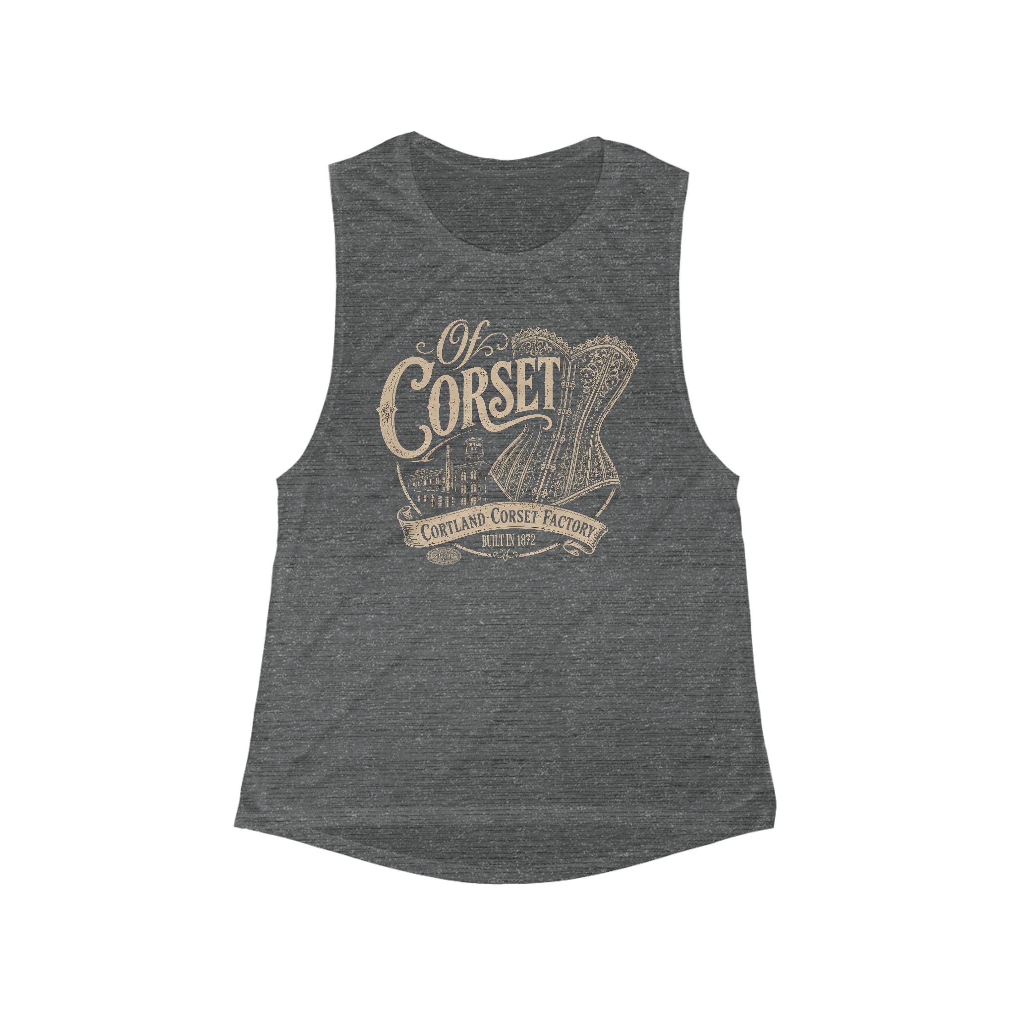 Corset Vintage Graphic Tank Top — 'Corset' Retro Feminine Muscle Tee