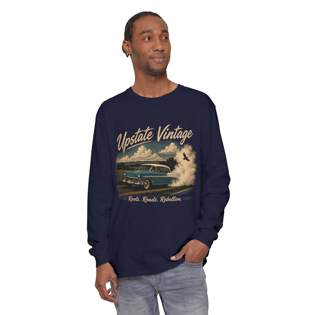 Upstate Vintage Classic Car Long Sleeve Tee — 'Roads. Roots. Rebellion.'