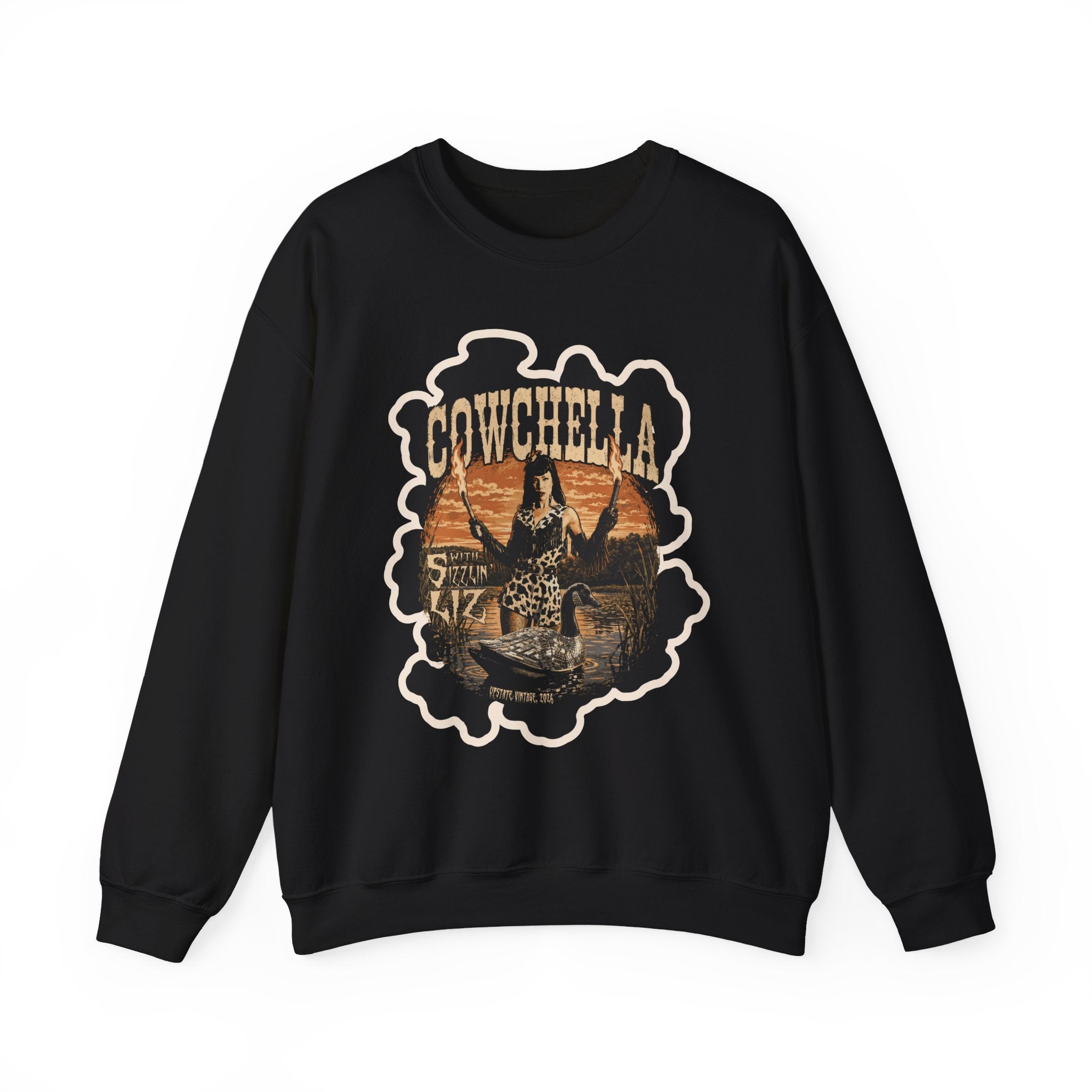 Cowchella Vintage Western Crewneck Sweatshirt — Retro Cowboy Festival Graphic
