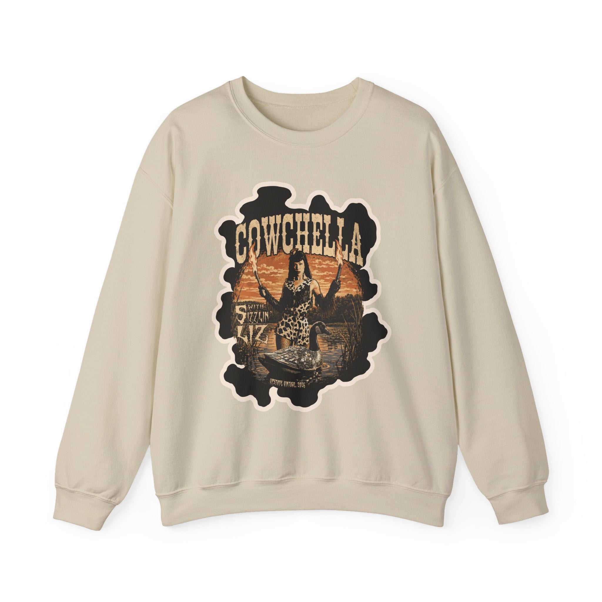 Cowchella Vintage Western Crewneck Sweatshirt — Retro Cowboy Festival Graphic