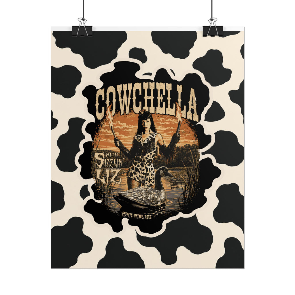 Cowchella Vintage Cow Print Poster
