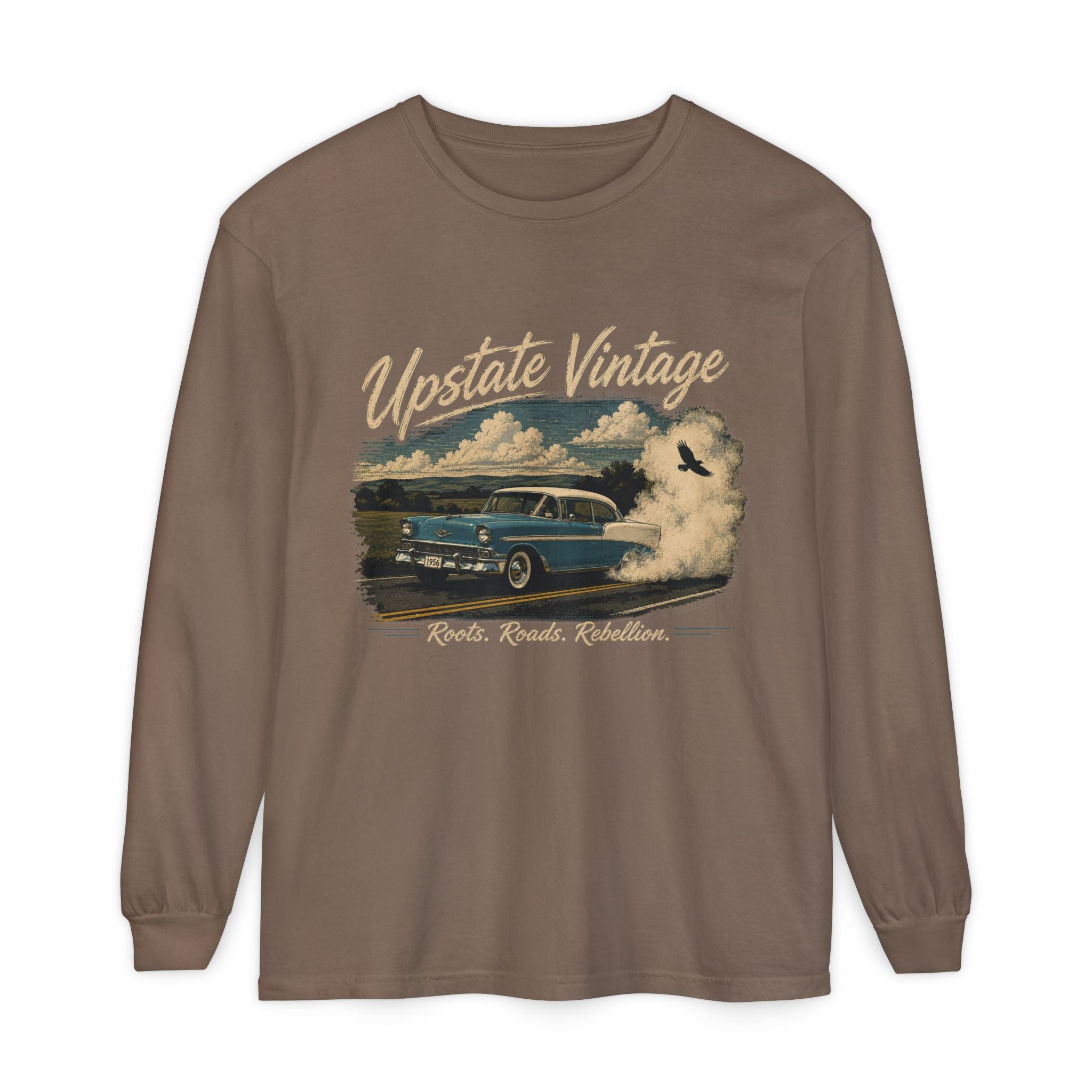 Upstate Vintage Classic Car Long Sleeve Tee — 'Roads. Roots. Rebellion.'