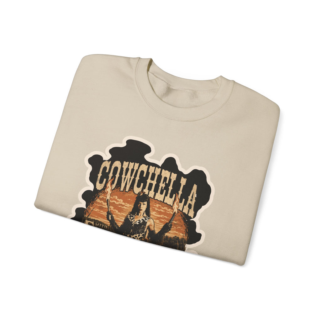 Cowchella Vintage Western Crewneck Sweatshirt — Retro Cowboy Festival Graphic