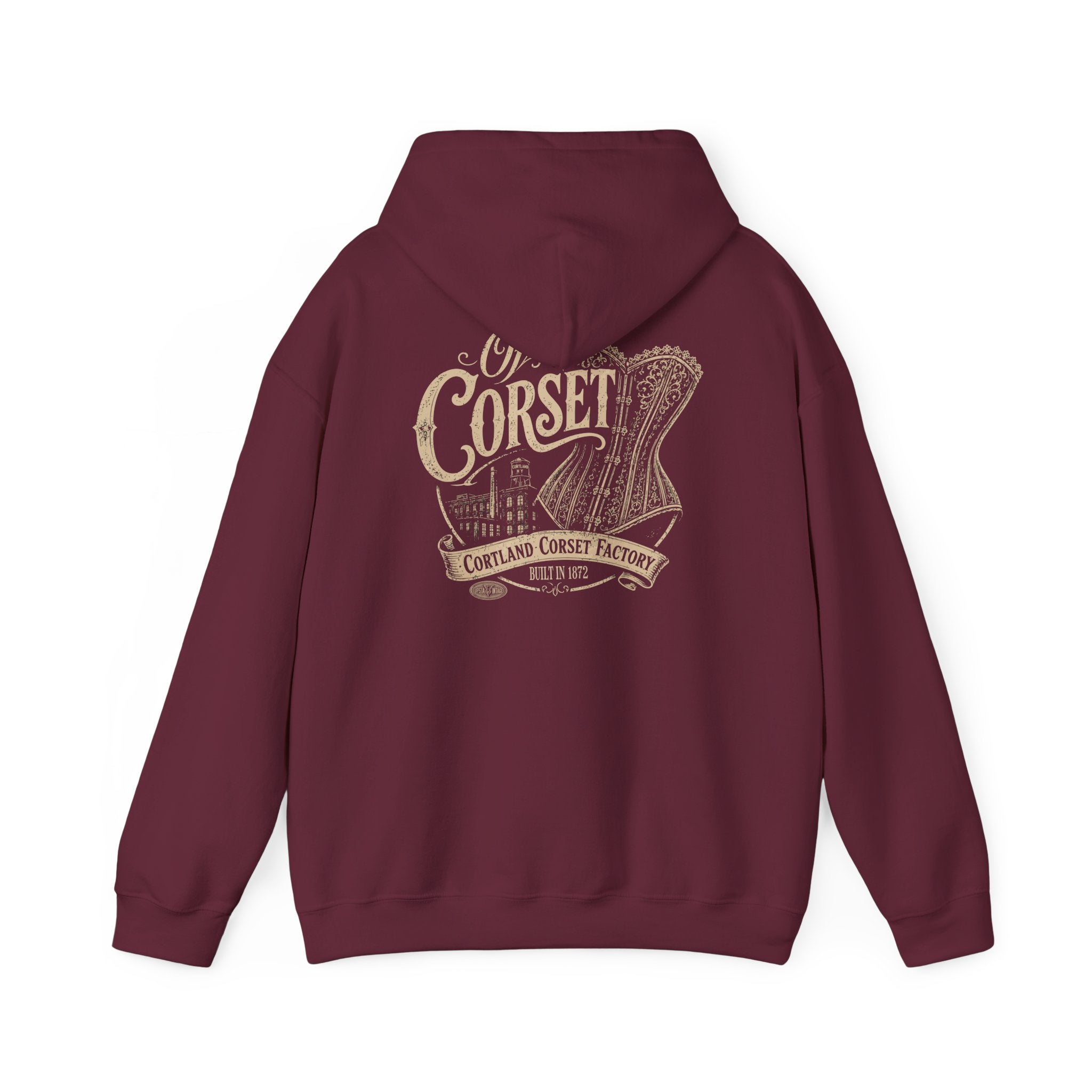 Corset Vintage Graphic Hoodie — "Corset" Retro Couture Back Print