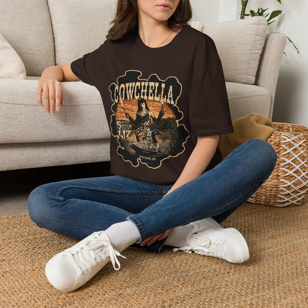 Cowchella Graphic T-Shirt — Vintage Sunset Cowgirl Festival Tee