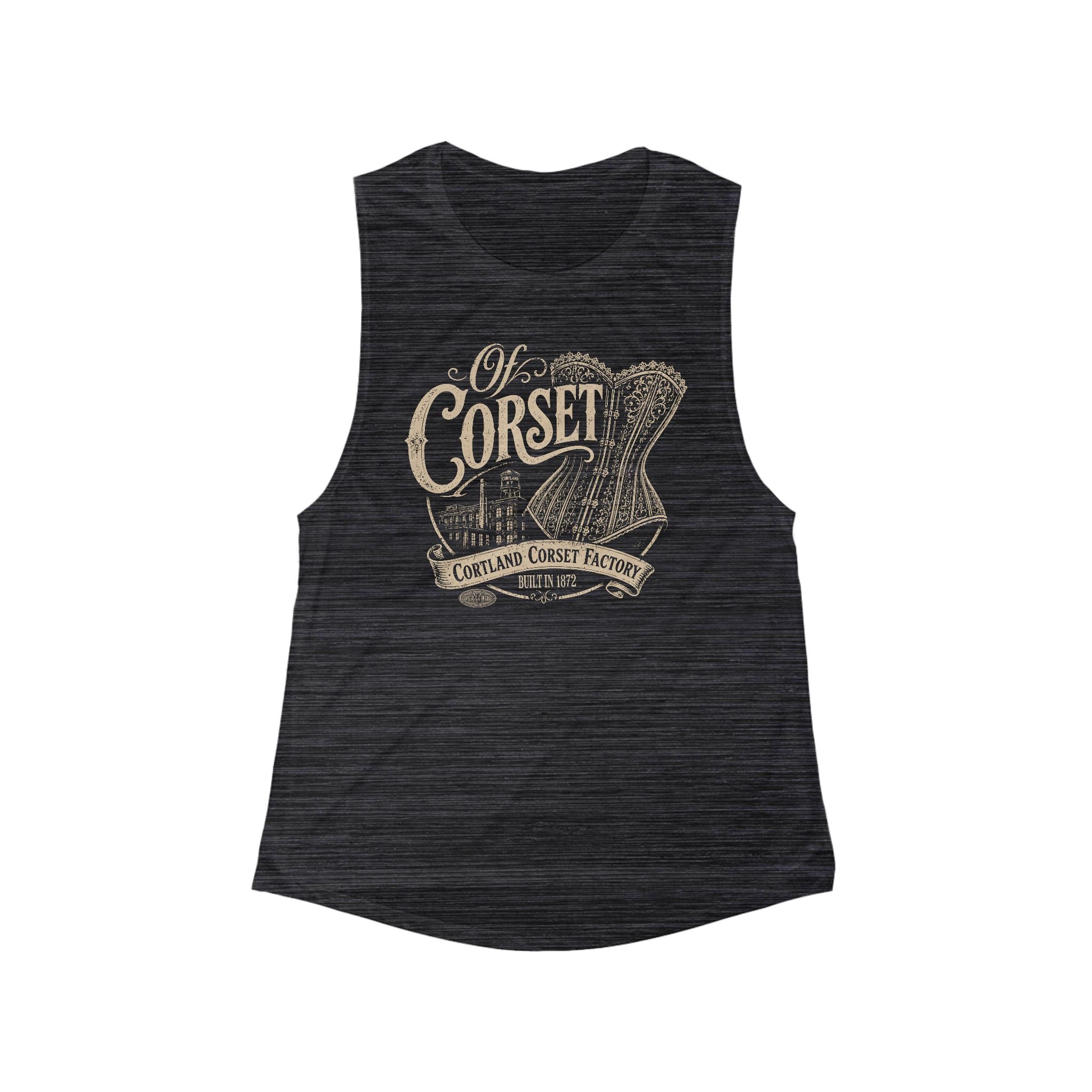 Corset Vintage Graphic Tank Top — 'Corset' Retro Feminine Muscle Tee