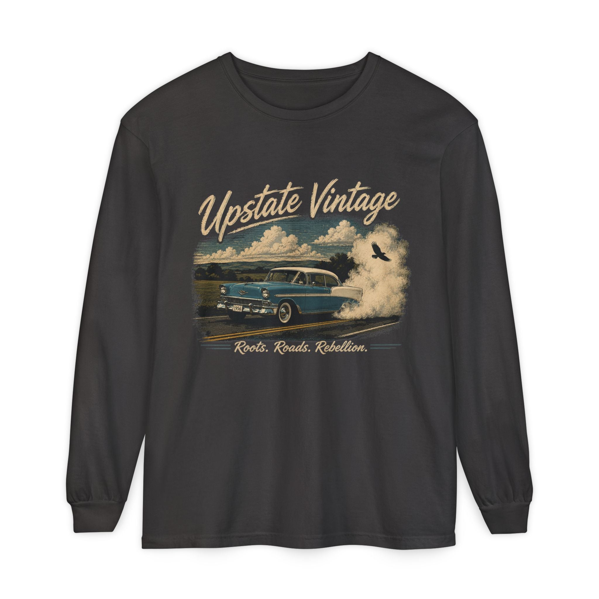 Upstate Vintage Classic Car Long Sleeve Tee — 'Roads. Roots. Rebellion.'