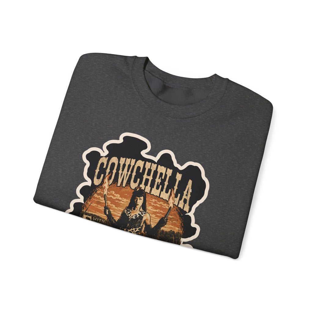 Cowchella Vintage Western Crewneck Sweatshirt — Retro Cowboy Festival Graphic