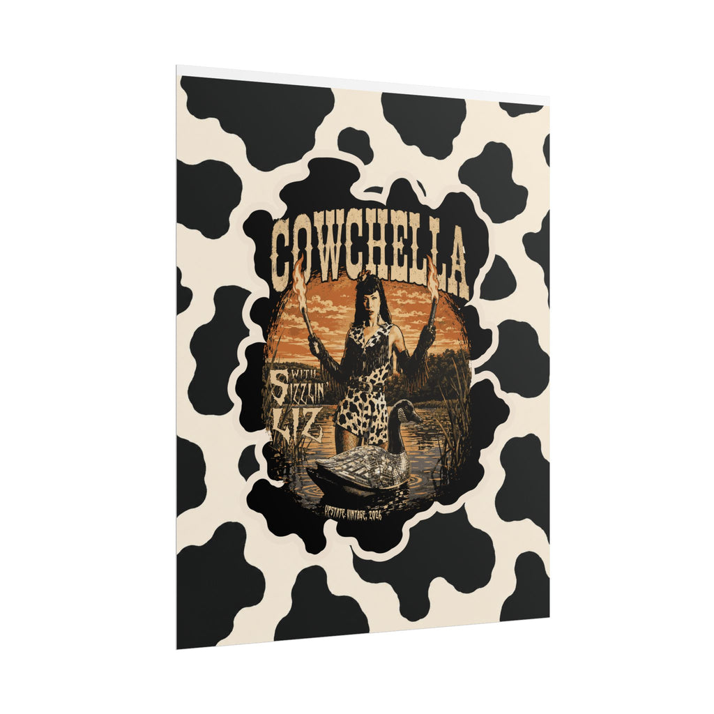 Cowchella Vintage Cow Print Poster