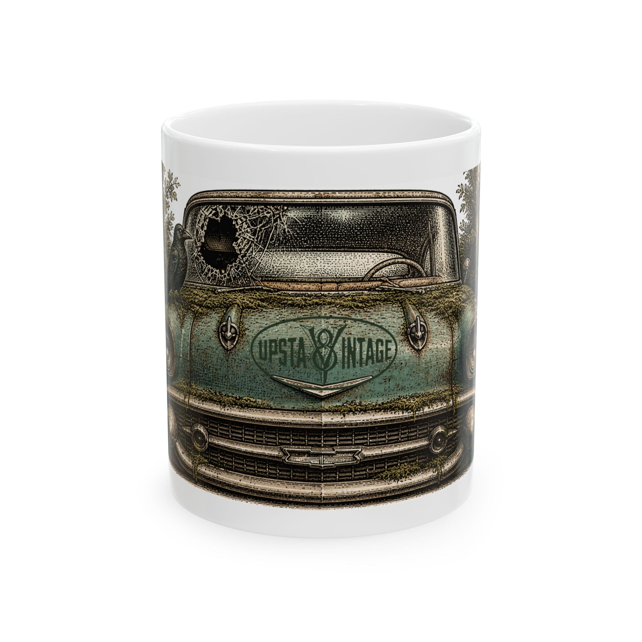 Vintage Truck Ceramic Mug — Rustic 'Upsta Vintage' Classic Pickup Coffee Cup (11oz/15oz)