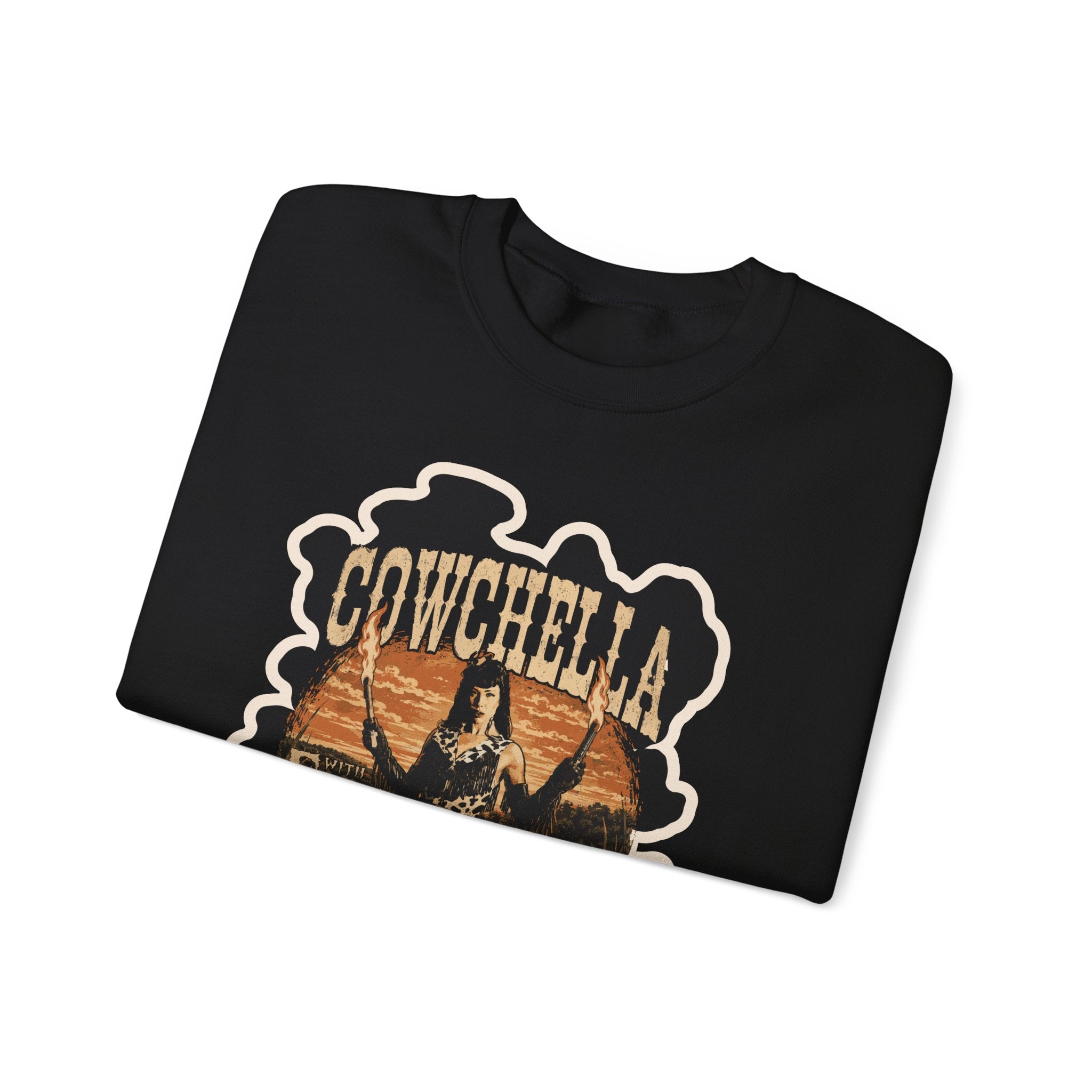 Cowchella Vintage Western Crewneck Sweatshirt — Retro Cowboy Festival Graphic