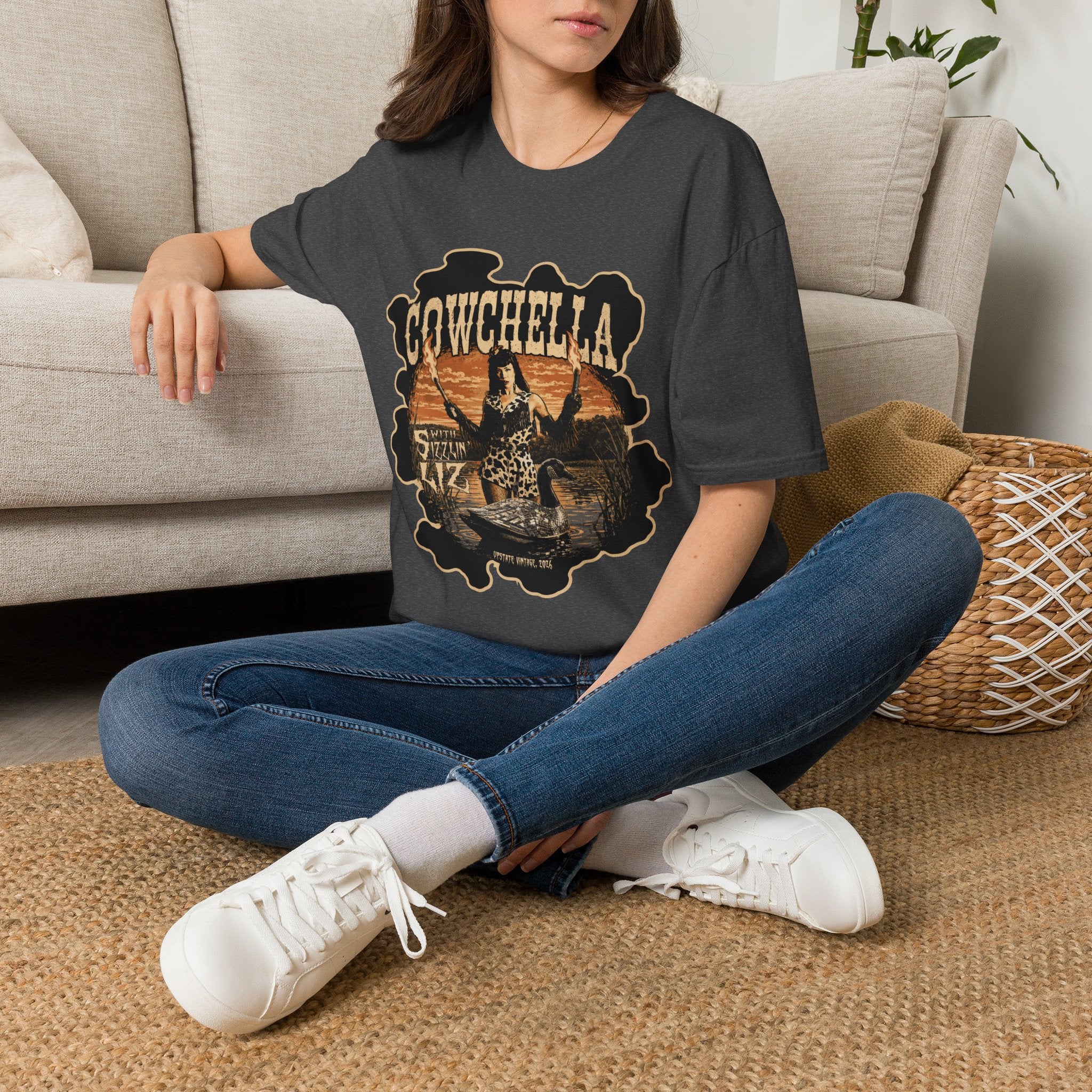 Cowchella Graphic T-Shirt — Vintage Sunset Cowgirl Festival Tee