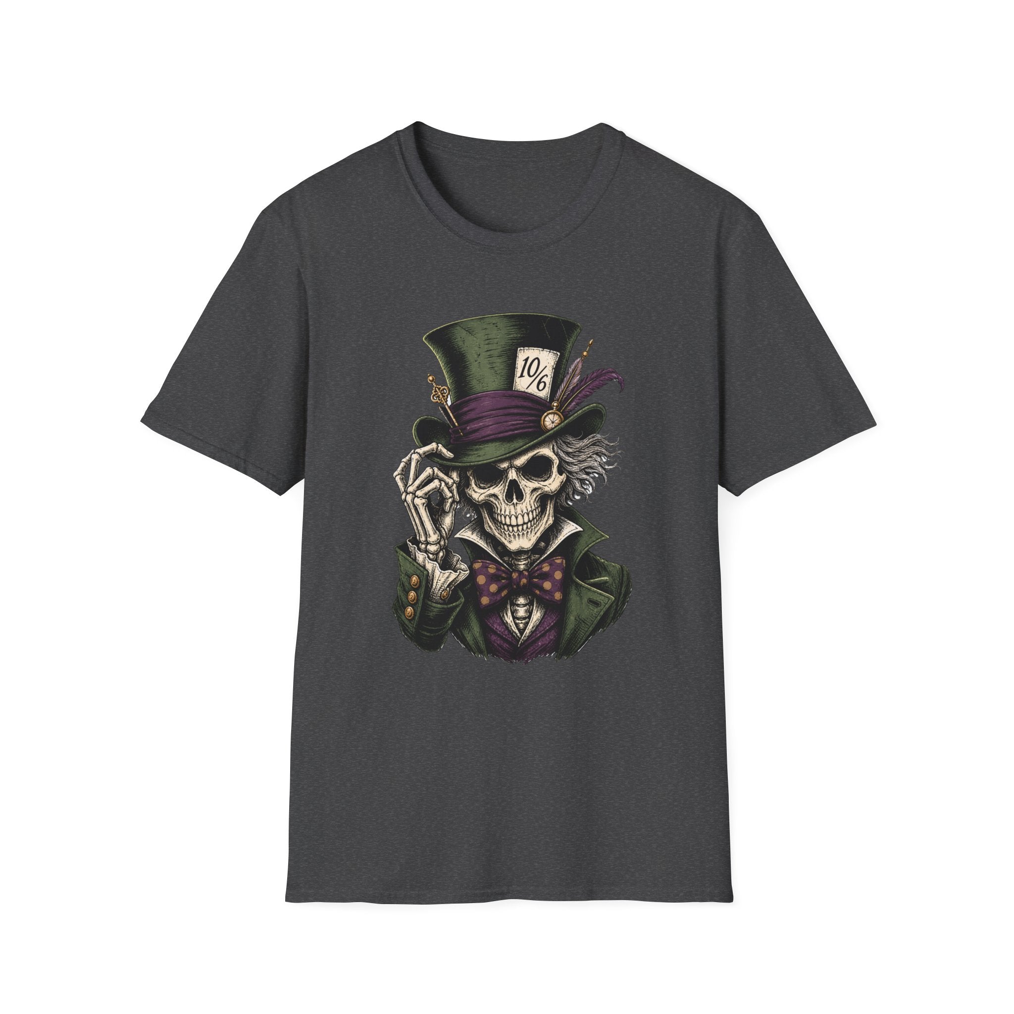 Skull Mad Hatter T-Shirt — Vintage Gothic Skeleton Top Hat Tee