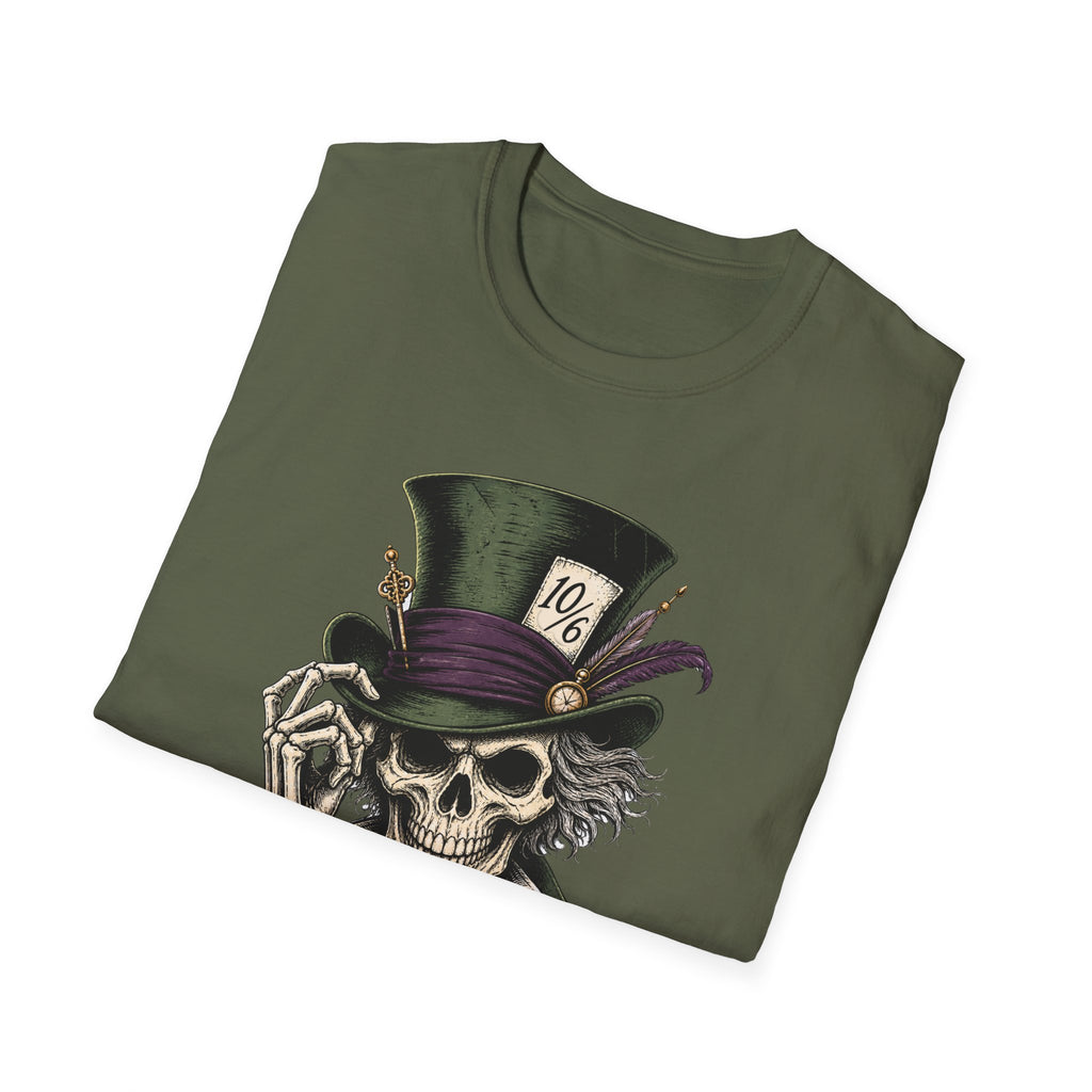 Skull Mad Hatter T-Shirt — Vintage Gothic Skeleton Top Hat Tee