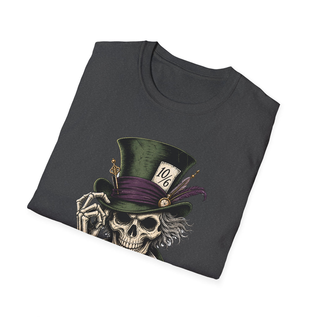 Skull Mad Hatter T-Shirt — Vintage Gothic Skeleton Top Hat Tee