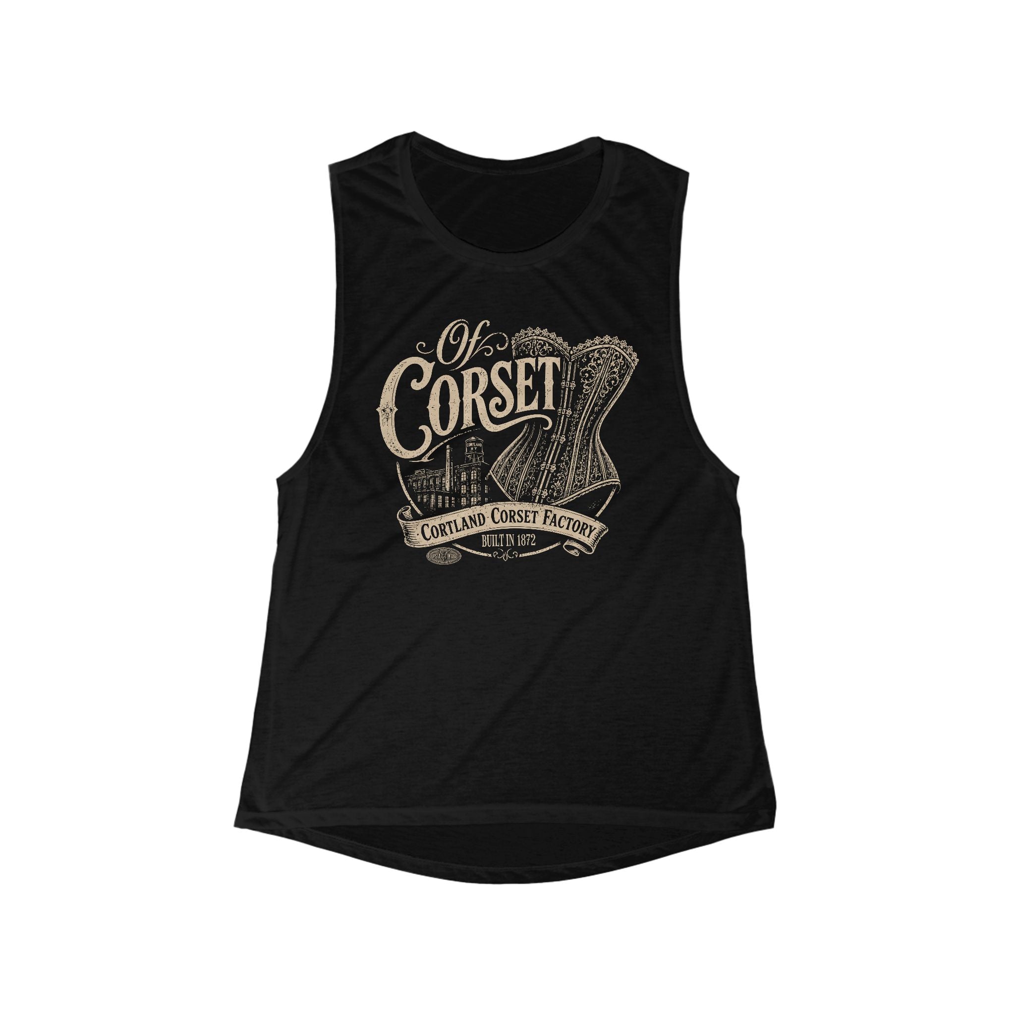 Corset Vintage Graphic Tank Top — 'Corset' Retro Feminine Muscle Tee